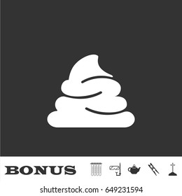 Shit icon flat. White pictogram on black background. Vector illustration symbol and bonus icons