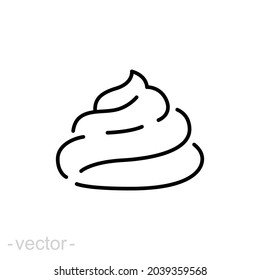 Icono de mierda. Estilo de contorno simple. Trazo editable. Poop, pila de poo, estiércol, basura, hedor, mal concepto. Símbolo de línea delgada. Ilustración vectorial aislada en fondo blanco. EPS 10