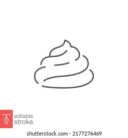 Shit icon. Simple outline style. Editable stroke. Poop, pile of poo, dung, trash, stink, bad concept. Thin line symbol. Vector illustration isolated on white background. EPS 10