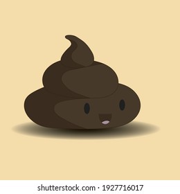 Shit icon with smiling face cartoon symbol or emoji, illustration.