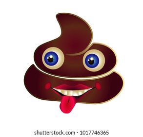 Shit icon, smiling face, symbol, emoji, illustration.
