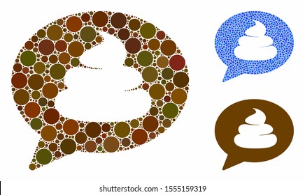 Shit idea balloon composition of spheric dots in different sizes and color tones, based on shit idea balloon icon. Vector round dots are combined into blue composition.