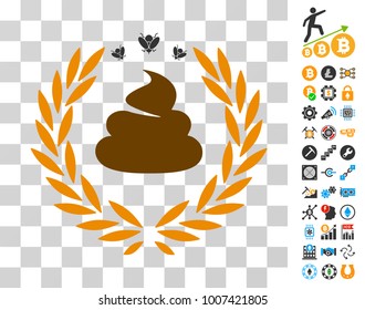 Shit Laurel Emblem icon with bonus bitcoin mining and blockchain symbols. Vector illustration style is flat iconic symbols. Designed for bitcoin websites.