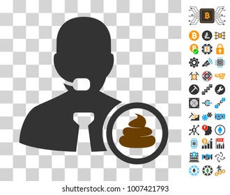 Shit Operator icon with bonus bitcoin mining and blockchain pictures. Vector illustration style is flat iconic symbols. Designed for crypto-currency websites.