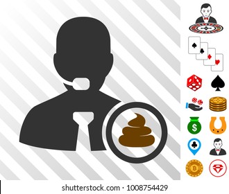 Shit Operator pictograph with bonus gamble design elements. Vector illustration style is flat iconic symbols. Designed for gambling websites.