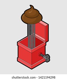 Shit out of prank box. Funny prize Turd. Toy for April Fools Day