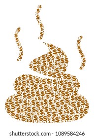 Shit smell composition of dollars and round spots. Vector money symbols are combined into shit smell mosaic.
