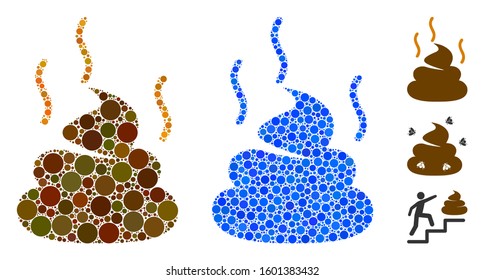 Shit smell composition of small circles in variable sizes and color hues, based on shit smell icon. Vector small circles are organized into blue composition.