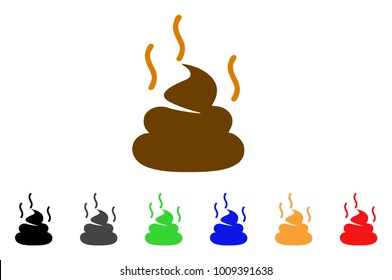 Shit Smell icon. Vector illustration style is a flat iconic shit smell symbol with grey, yellow, green, blue, red, black color variants. Designed for web and software interfaces.