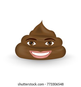  Shit smiling face isolated on white background. Vector illustration. Eps 10.