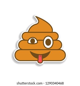 shit with sticking out tongue colored emoji sticker icon. Element of emoji for mobile concept and web apps illustration.