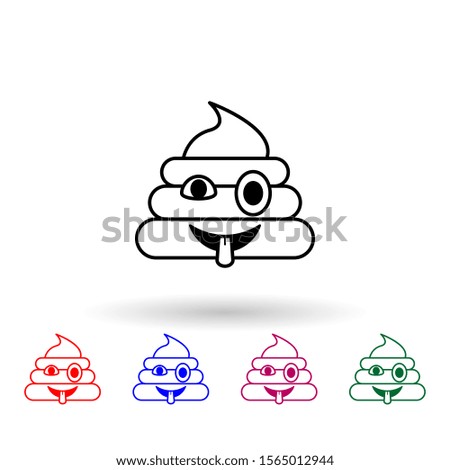 Shit with sticking out tongue multi color icon. Simple thin line, outline vector of emoji icons for ui and ux, website or mobile application
