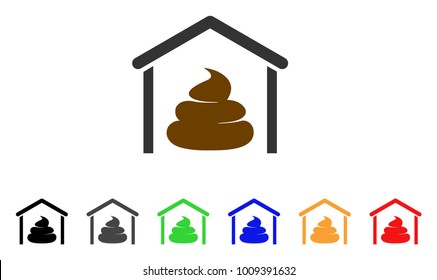 Shit Storage Hangar icon. Vector illustration style is a flat iconic shit storage hangar symbol with grey, yellow, green, blue, red, black color variants. Designed for web and software interfaces.