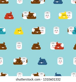 Shit and toilet paper pattern seamless. Turd and paper background. WC ormanent
