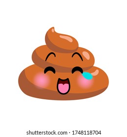 Icono vector de emoji chiflado o turbio con sonrisa riente feliz en la cara, ilustración aislada en caricatura plana y estilo kawaii