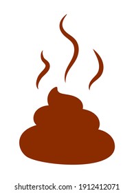 Shit or turd that stinks vector icon- brown monochrome silhouette - isolated illustration on white background.