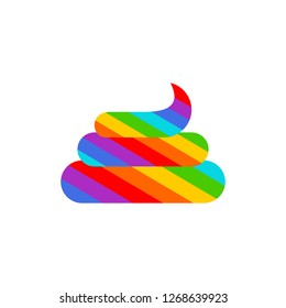 Shit unicorn isolated. Rainbow multicolored turd. vector