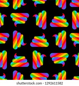 Shit unicorn pattern. Rainbow turd background.