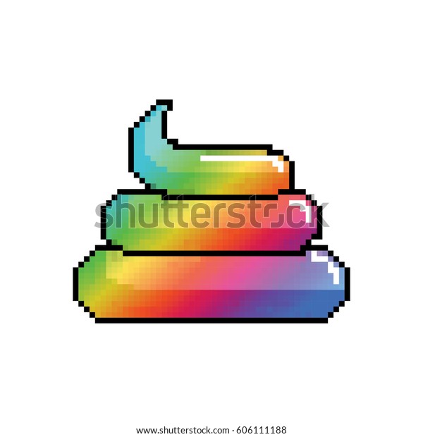 Shit Unicorn Pixel Art Rainbow Turd Stock Vector Royalty