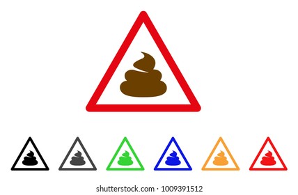 Shit Warning icon. Vector illustration style is a flat iconic shit warning symbol with grey, yellow, green, blue, red, black color versions. Designed for web and software interfaces.
