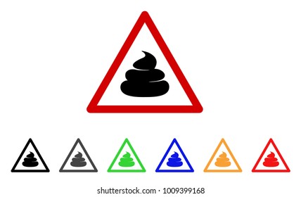 Shit Warning icon. Vector illustration style is a flat iconic shit warning symbol with grey, yellow, green, blue, red, black color versions. Designed for web and software interfaces.