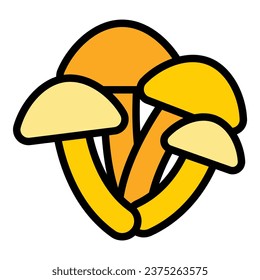 Shitake mushroom icon outline vector. Chinese fungi. Food shiitake color flat