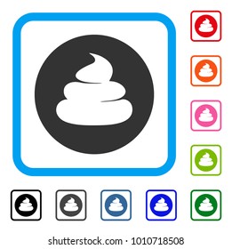 Shitcoin icon. Flat grey iconic symbol inside a blue rounded rectangle. Black, gray, green, blue, red, orange color additional versions of shitcoin vector. Designed for web and app interfaces.
