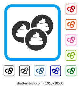 Shitcoins icon. Flat gray pictogram symbol in a blue rounded frame. Black, grey, green, blue, red, orange color variants of shitcoins vector. Designed for web and app user interface.