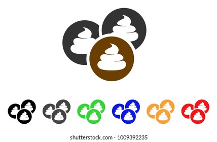 Shitcoins icon. Vector illustration style is a flat iconic shitcoins symbol with gray, yellow, green, blue, red, black color versions. Designed for web and software interfaces.