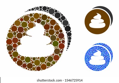 Shitcoins mosaic of round dots in different sizes and color tones, based on shitcoins icon. Vector round dots are united into blue mosaic. Dotted shitcoins icon in usual and blue versions.
