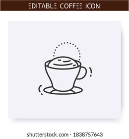 Shiumatto coffee line icon.Type of coffee drink.Espresso with a bit of milk foam on top of it.Coffeehouse menu. Different caffeine drinks receipts concept. Isolated vector illustration.Editable stroke svg