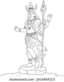 Shiv Bhagvan Vector Liner Art , Shivratri 
