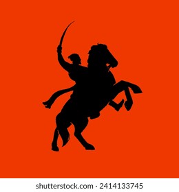 Shiv Jayanti, Shivaji Maharaj silhouette, vector illustration 