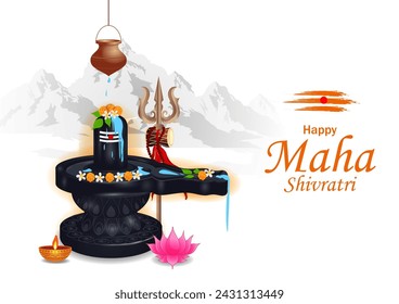 Shiv Ling of Lord Shiva the Hindu God for religious Shivratri background in vector