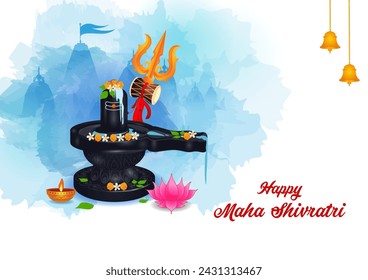 Shiv Ling of Lord Shiva the Hindu God for religious Shivratri background in vector