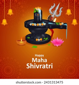 Shiv Ling of Lord Shiva the Hindu God for religious Shivratri background in vector