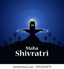 Shiv Ling of Lord Shiva the Hindu God for religious Shivratri background in vector