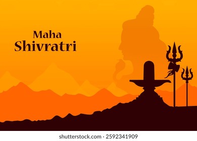 Shiv Ling of Lord Shiva the Hindu God for religious Shivratri background in vector