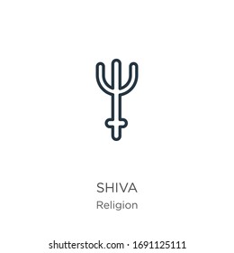 Shiva icon. Thin linear shiva outline icon isolated on white background from religion collection. Line vector sign, symbol for web and mobile