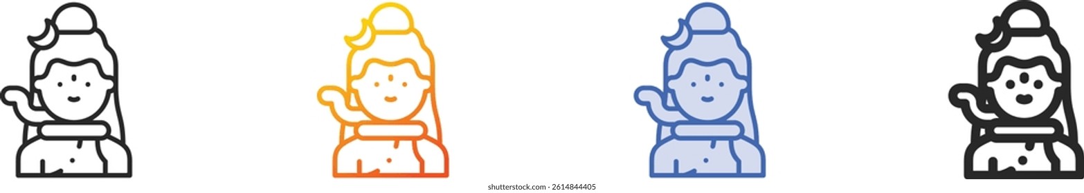 shiva icon.Thin Linear, Gradient, Blue Stroke and bold Style Design Isolated On White Background