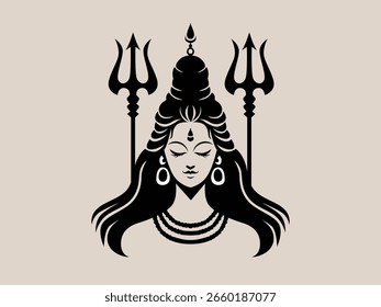 Shiva Illustration with Trident and Mandala Elements