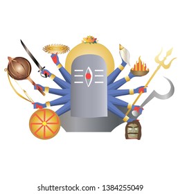 Shiva lingam with many hands in vector isolated