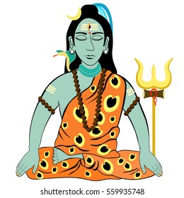 Shiva Mahadev India Closed Eyes Trident Stock Vector (royalty Free 