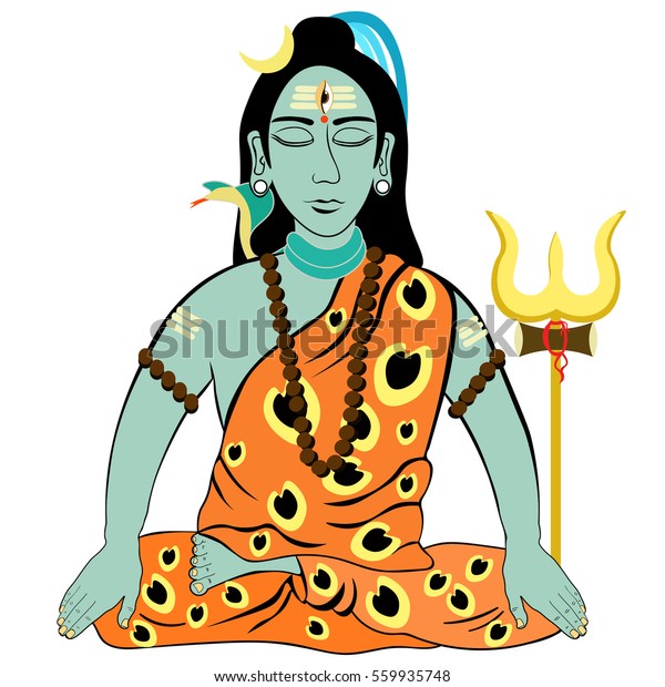 Shiva Mahadev India Closed Eyes Trident Stock Vector (Royalty Free ...