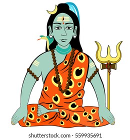 Shiva Mahadev India with trident  vector illustration