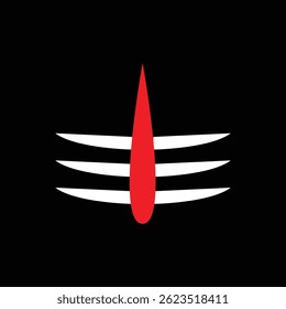 Shiva Mahadev Red Tilak icon. Maha Shivratri Hindu Festival. Tripundra is a Hindu Shaivite tilaka. Happy Maha Shivratri. vector illustration. 