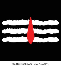 Shiva Mahadev Red Tilak Maha Shivratri Hindu Festival Vector Illustration. Lord Shiva's Red tilak with white stripes isolated on Black background