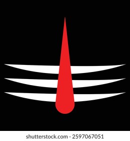 Shiva Mahadev Red Tilak Maha Shivratri Hindu Festival Vector Illustration. Lord Shiva's Red tilak with white stripes isolated on Black background