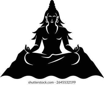 shiva meditating on kailash vector icon