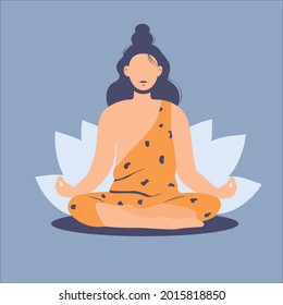 Shiva meditation, modern vector flat illustration